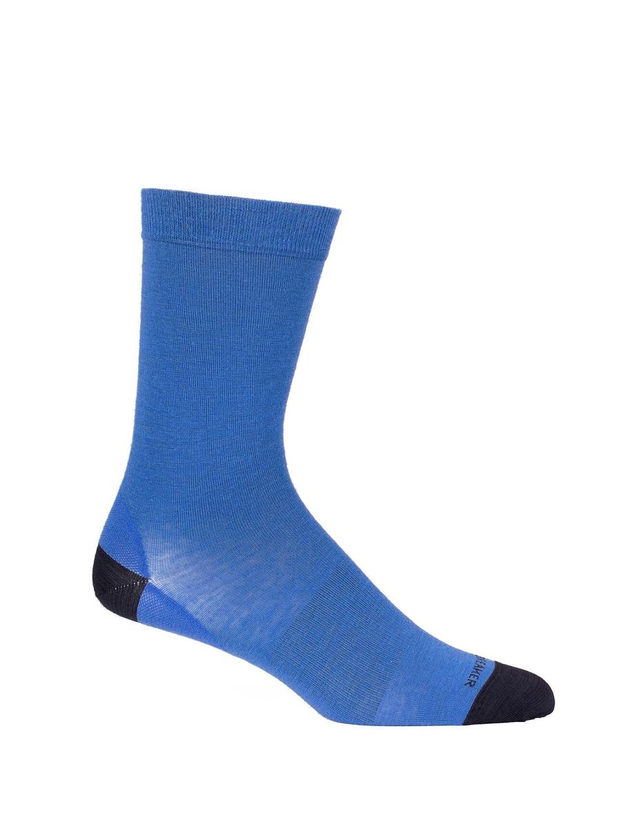 Lazurite / Midnight Navy Icebreaker Merino Lifestyle Fine Gauge Crew Men's Socks | AU 1010ZUTG